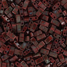 Miyuki half tila 5x2.4mm beads - Picasso opaque red HTL-4521